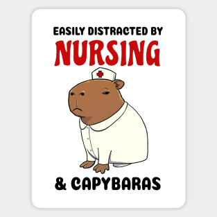 Easily Distracted by Nursing and Capybaras Magnet